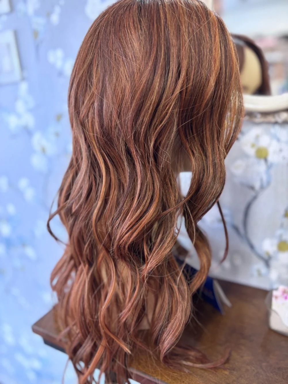 Red Wavy Lace Front Wig by Alexander Couture, Esme in color Autumn Sunrise